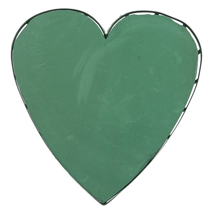 Burete floral ZYBLSSBB LSM2xh7633-BCS0174070, cu ventuza, forma inima, plastic/PP, verde, 40 x 38 x 3 cm