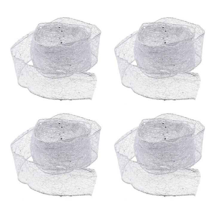 YANYXR 4 db ezüst szalag 200x5x0.1cm ajándék dekorációhoz