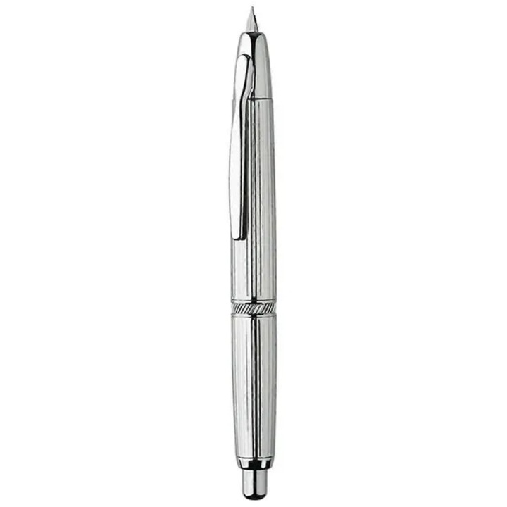 Visszahúzható toll, extra vékony hegy, fém, ezüst, 0.4mm