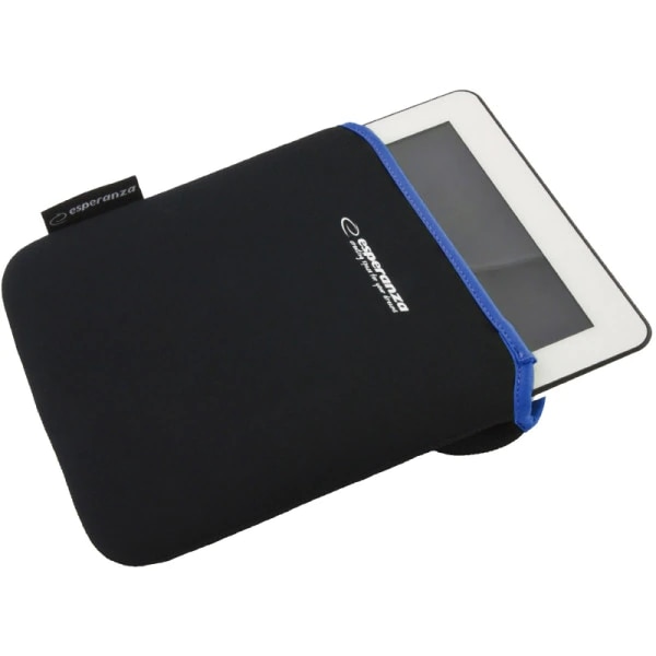 Husa neopren Esperanza pentru tableta de 9,7 inch, negru si albastru