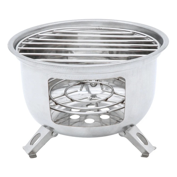 Arzator camping YANYXR inox, portabil, 15.3x15.3x10.9cm, argintiu