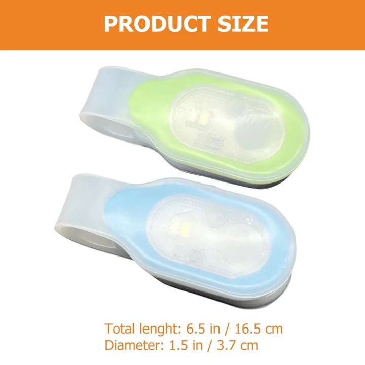 Lumina LED clip-on ZYBLSSBB LSM2xh1169-BCS0099614, pentru maini libere, carcasa din silicon, magnetica, baterii 2 x CR2032 incluse, albastru/verde, set 2, 16.5 x 3.7 x 1.3 cm