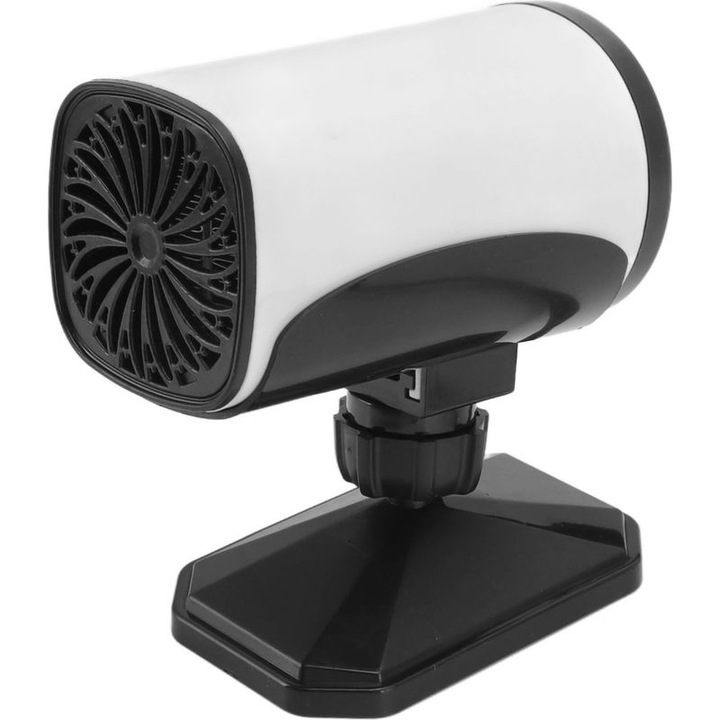 Autós hőlégfúvó 150W, hordozható, 2 üzemmód, fehér, 12V, 360°-os forgatás