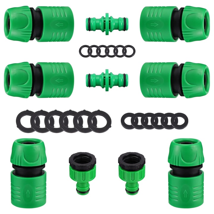 Conector furtun gradina 1/2 inch verde 6x3.2x2.8cm set