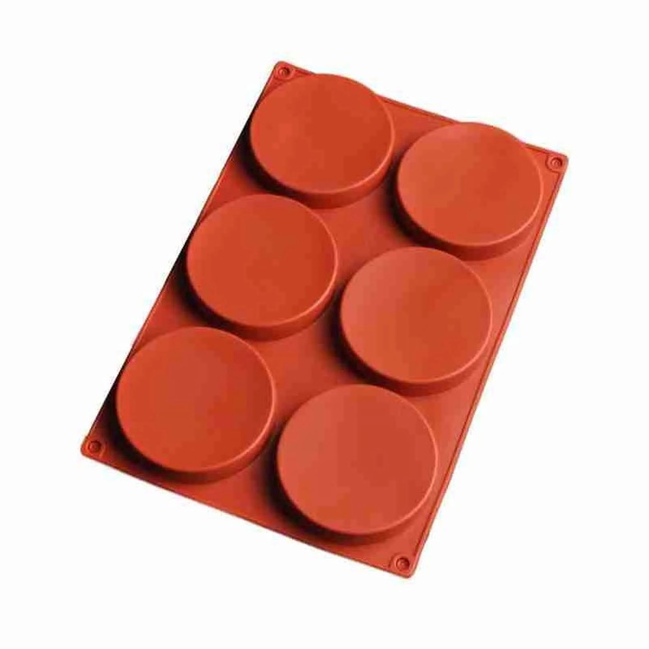 YANYXR szilikon forma 33x22x0.2cm 6 kerek üreg, rugalmas, tapadásmentes, fehér színű színű