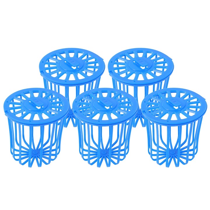 Set 5 recipiente plastic pentru hrana pasari, albastru, 7.5x7.5x7cm