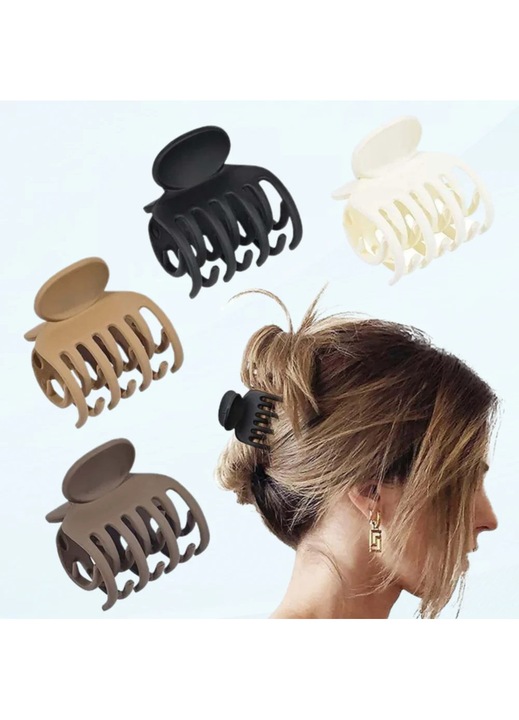 Set 4 agrafe mici pentru par, 4 buc, negru, 4x4cm