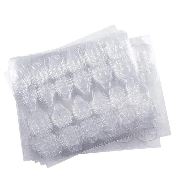 Autocolante adezive pentru unghii, 1200 buc, transparent, 50x24 tab-uri, diverse dimensiuni