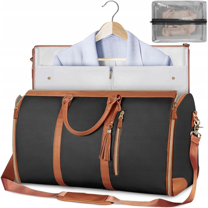 Geanta de voiaj 2 in 1 cu husa pentru costum, negru, 53x33x26,5 cm