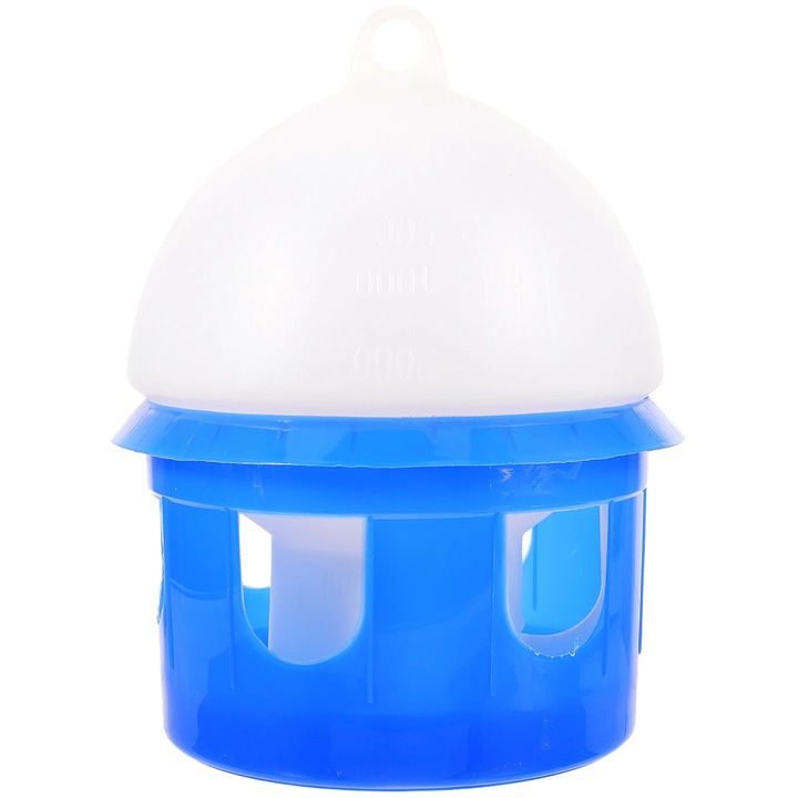 Dispenser apa pentru porumbei ZYBLSSBB LSM2xh1020-BCS0092335-2, plastic, capacitate 4L, albastru/alb, 30x23x23 cm