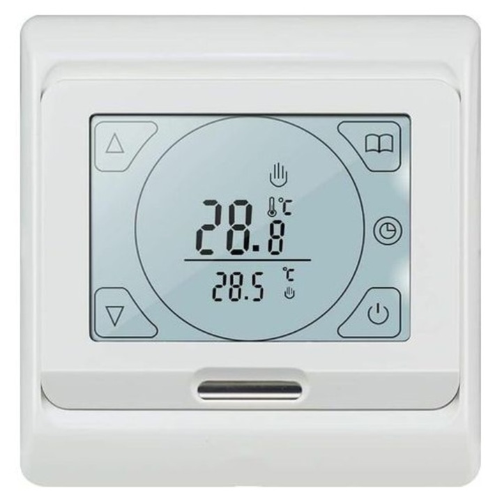 Programozható elektromos padlófűtés termosztát 16A 3m-es érzékelővel, LCD érintőképernyővel