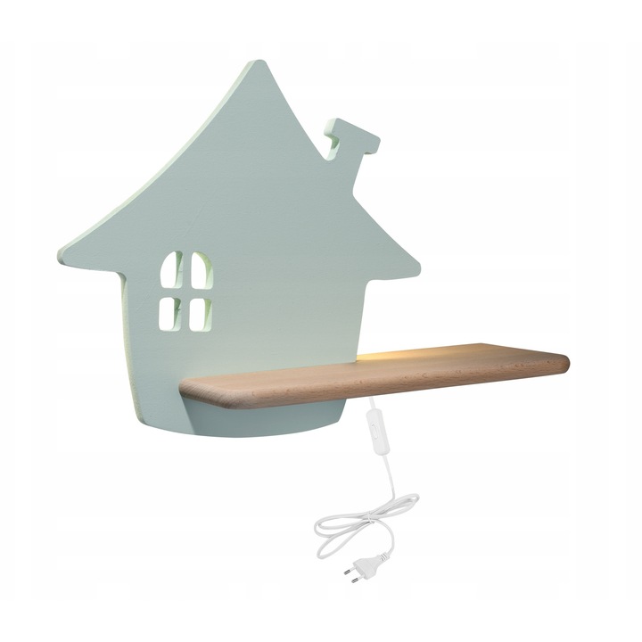 Аплик за стена Candellux Kids House LED 5W 4000K ментово зелен 40x29.5x12cm