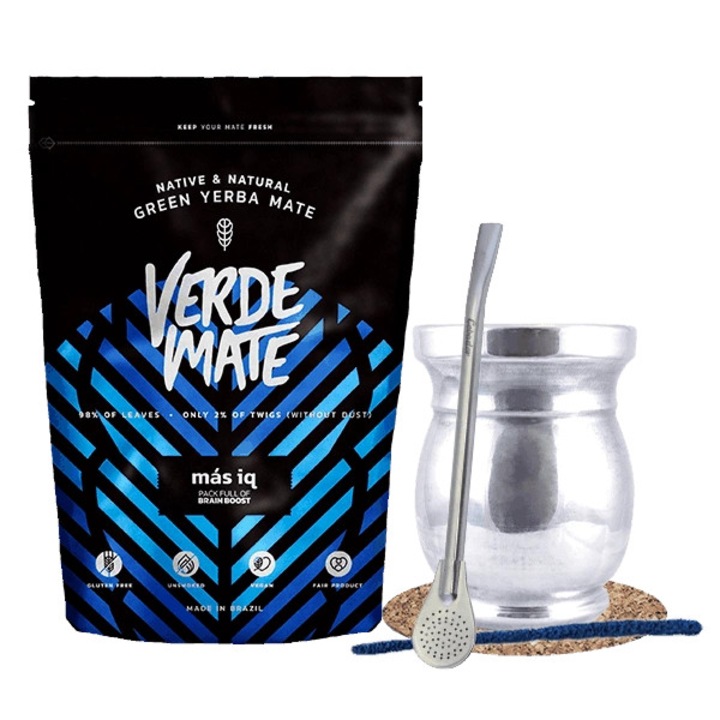 Set Ceai Yerba Mate, Verde Mate, Mas IQ, Brazilia, Matero Palo Santo, Bombilla Inox, Curatator, Suport Pluta, Calitate Superioara, Aroma Naturala, Selectie Premium, Gust Echilibrat, 500 g