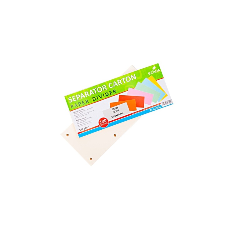 Separator documente din carton, crem, 160 g/mp, 10.5 x 24 cm, ideal pentru organizare clara si structurare eficienta in dosare, bibliorafturi si caiete mecanice ECADA sku11