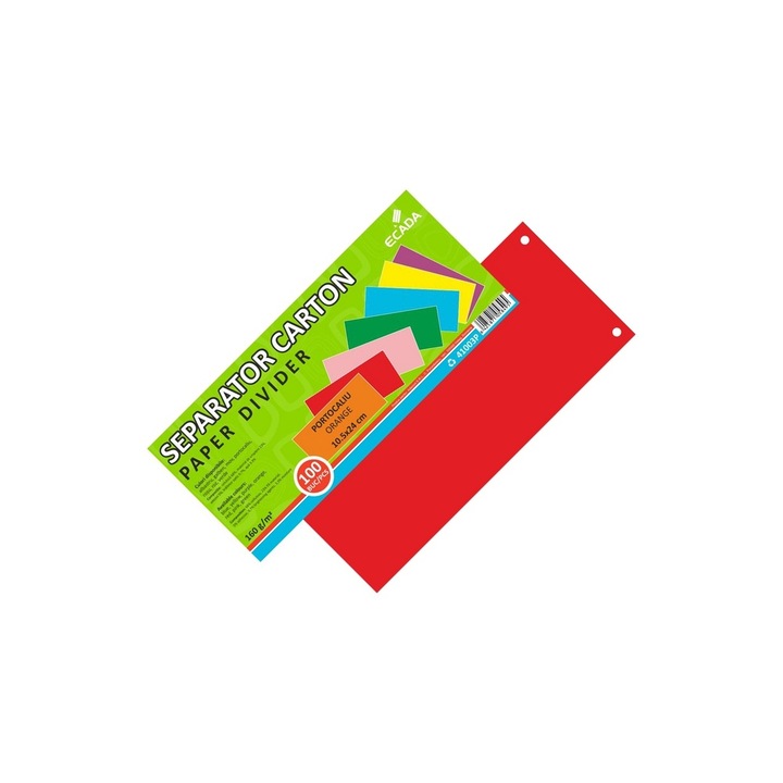 Separator documente din carton, rosu, 160 g/mp, 10.5 x 24 cm, pentru organizare eficienta si identificare rapida in dosare, bibliorafturi si caiete mecanice ECADA sku11