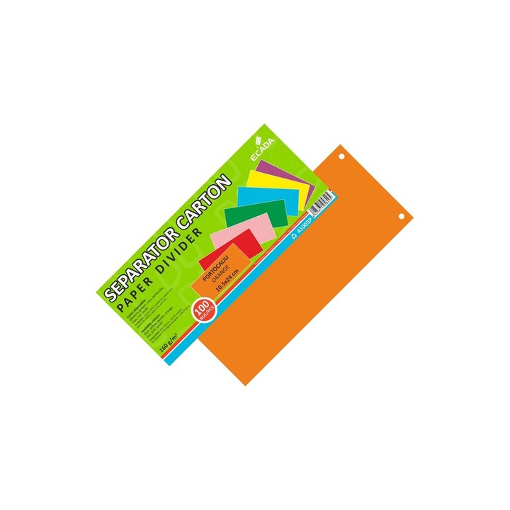 Separator documente din carton, portocaliu, 160 g/mp, 10.5 x 24 cm, pentru organizare vizibila si eficienta in dosare, bibliorafturi si caiete mecanice. ECADA sku11