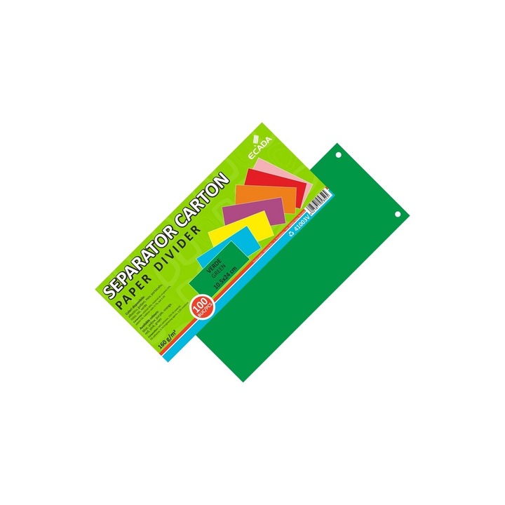 Separator documente din carton, verde, 160 g/mp, 10.5 x 24 cm, pentru organizare eficienta si identificare rapida in dosare, bibliorafturi si caiete mecanice. ECADA sku11
