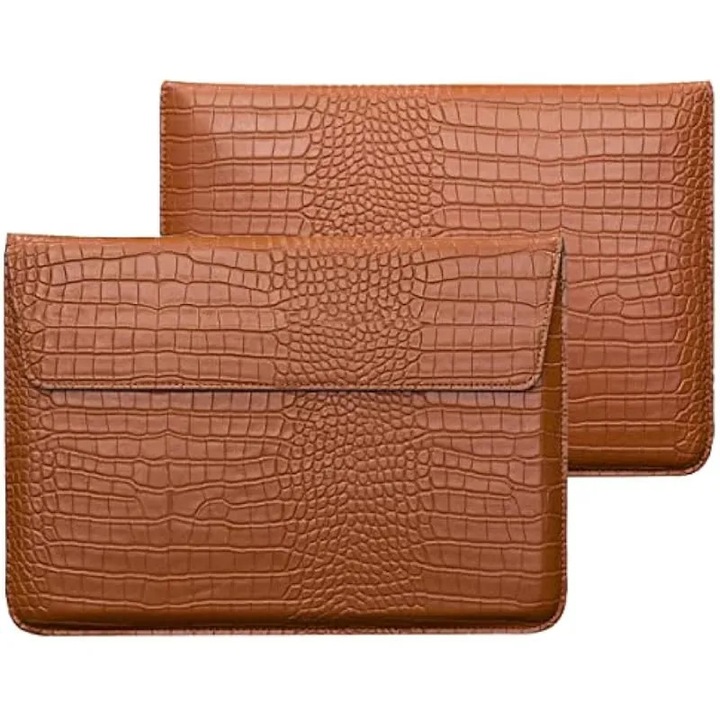 Husa laptop multifunctionala cu suport, piele sintetica, negru, 35x25cm