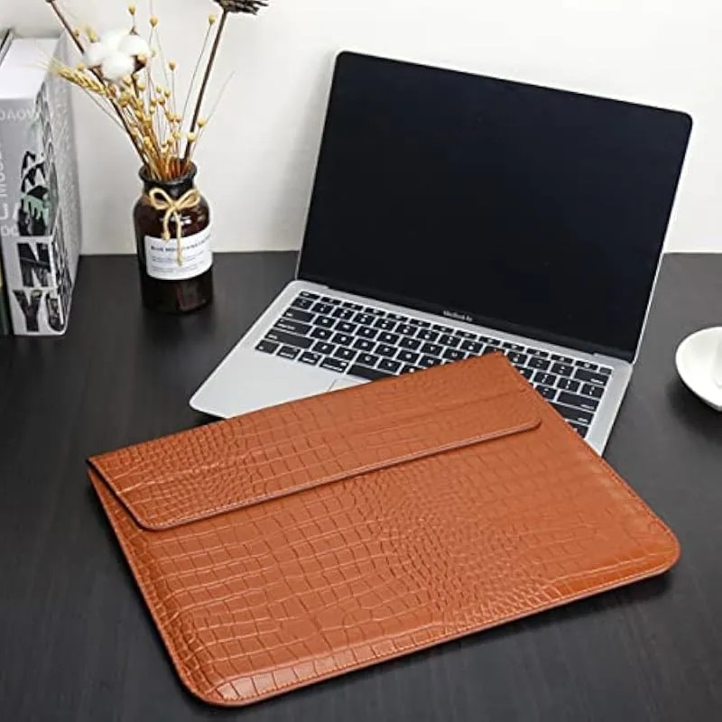Husa laptop multifunctionala cu suport, piele sintetica, negru, 35x25cm