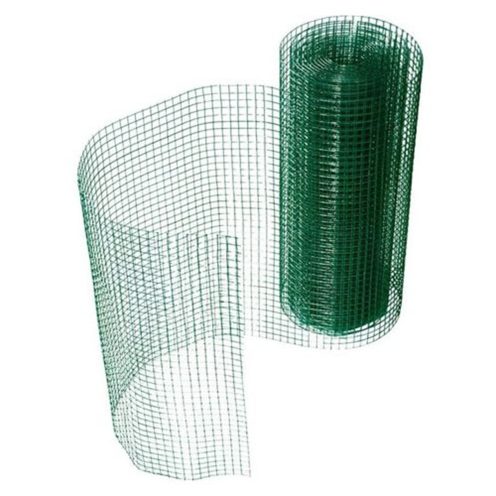 Zöld kerítés háló 1x5m, időjárásálló, 15x15mm négyzetes szemek, 1,06mm vastagság