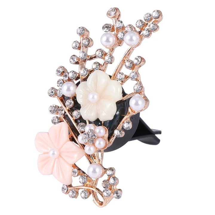 Odorizant auto clip floral rhinestone metal 3.8x6.5x5cm multicolor
