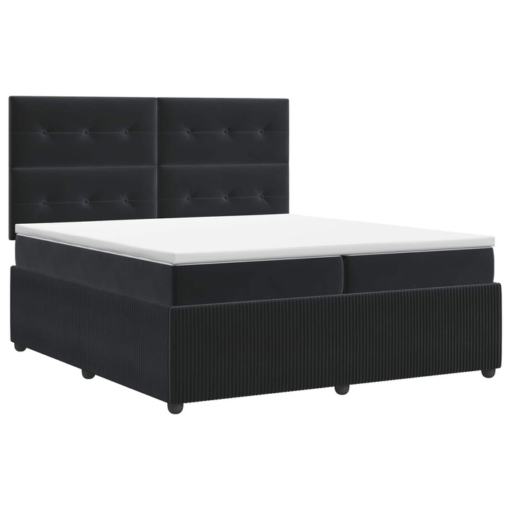 vidaXL Boxspring ágy matraccal fejtámlával Fekete 200 x 200 cm Bársony 3454675