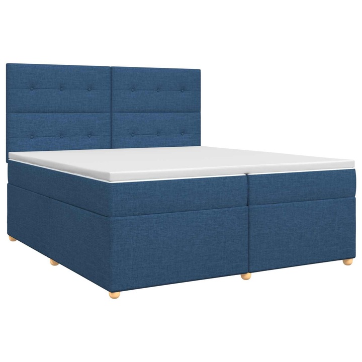 vidaXL Boxspring ágy matraccal fejtámlával Kék 200 x 200 cm Szövet 3453969