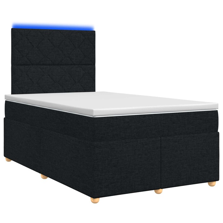 vidaXL Boxspring ágy matraccal fejtámlával Fekete 120 x 200 cm Szövet 3455331