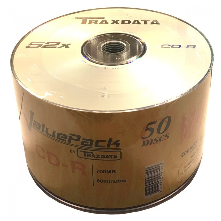 CD-R Traxdata 700MB 52x бял термопечат 100бр 14x12x12см