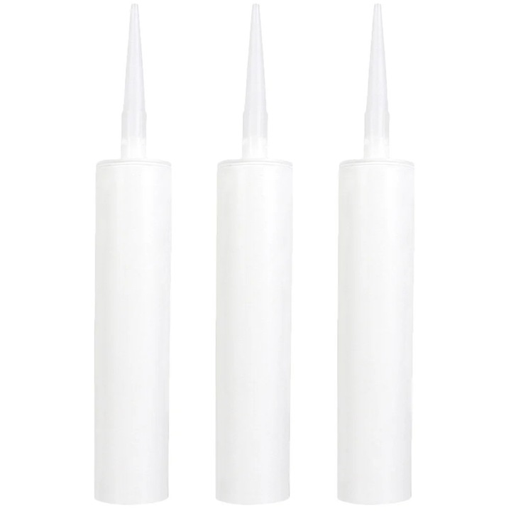 Set 3 tuburi silicon gol, reutilizabil, alb, 33x4.6x4.6cm, 300ml