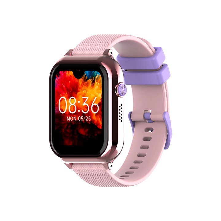 NUBKI M15 Gyermek okosóra, AMOLED, GPS, WiFi, SOS, Videóhívások és Face ID, Rózsaszín