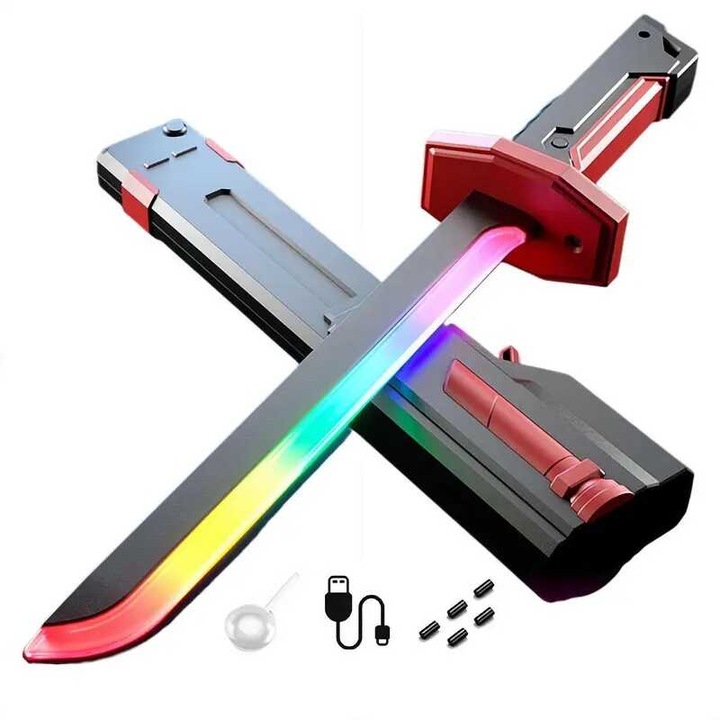 LED világítós és hangot adó interaktív játék kard USB-s tölthető kivitel 47cm HX-602