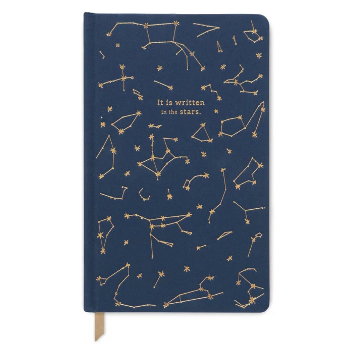 Jegyzetfüzet Designworks Bookcloth Hardcover Journal Navy It Is Written In The Stars, 130 x 210 mm