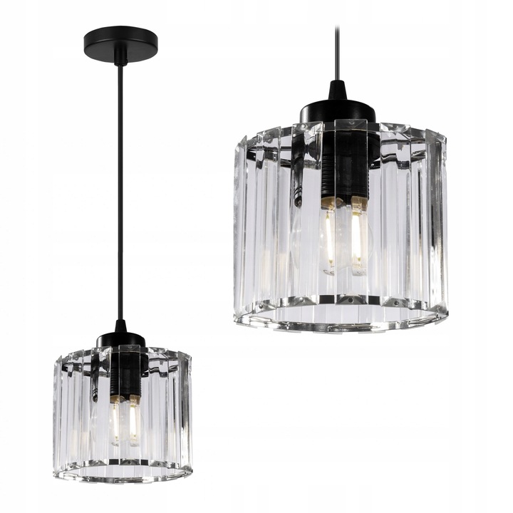 Lampa suspendata, Toolight, cristal, negru, 12x13cm