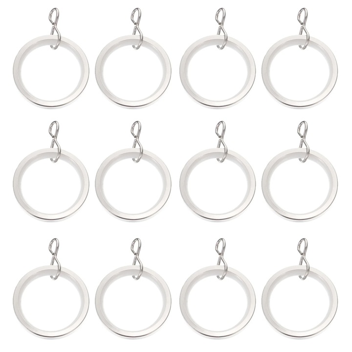 Set 20 inele pentru perdele, otel inoxidabil, argintiu, 4.5x4.5x0.5cm