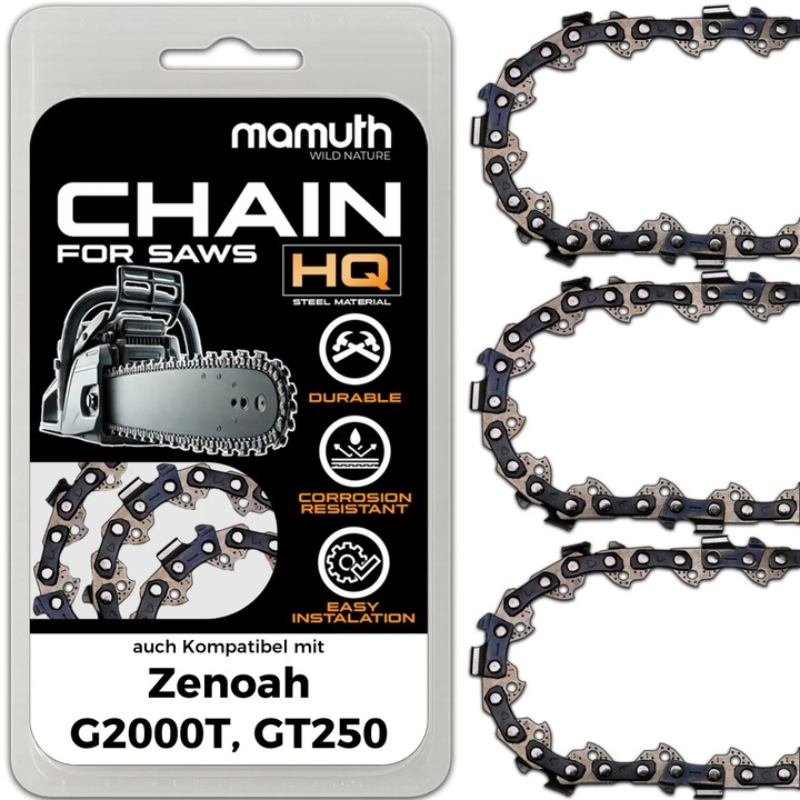 3x Fűrészlánc láncfűrészhez 40cm 1, 3mm 3/8" 56 TG Zenoah G2000T, GT250-hez