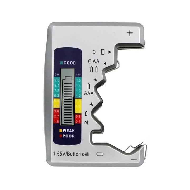 Tester baterii digital portabil multicolor 9.2x6.3x1.4cm
