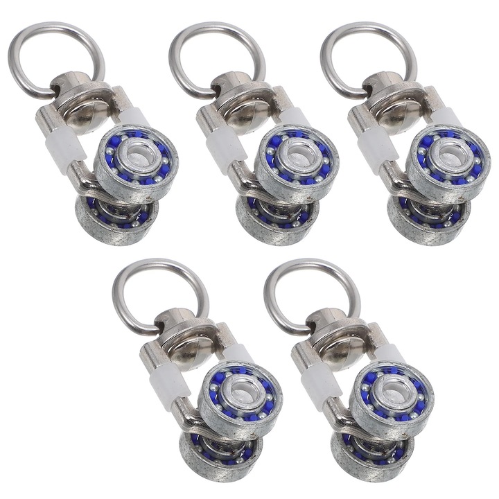 Set 5 role metalice pentru sina perdea, 4.1x1.8x1.3cm, argintiu