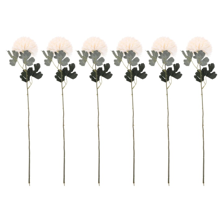 Set 6 flori artificiale papadie, alb, 56x11x11cm