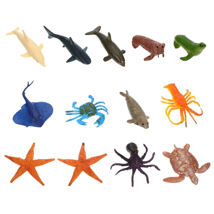 Figurine animale marine, model plastic, multicolor, 5x5x0.5cm