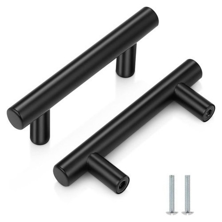 Комплект 2 дръжки за врата от полирана неръждаема стомана, 100x32x12mm, 64mm, сребрист
