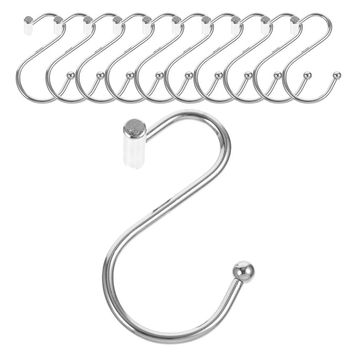 Set 24 agatatoare perdele fier, argintiu, 7.2x4x2.5cm