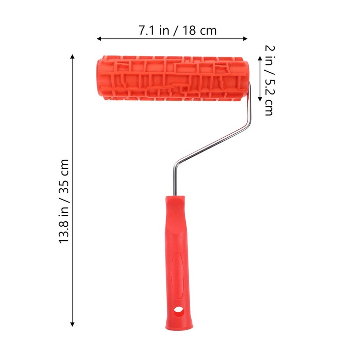 Rola texturare perete cu maner, multicolor, 35x18x5cm