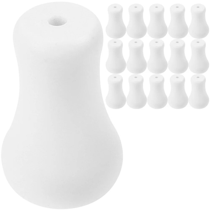 Set 16 bucati butoni din lemn pentru snur perdea, alb, 3.2x1.9x1.9cm