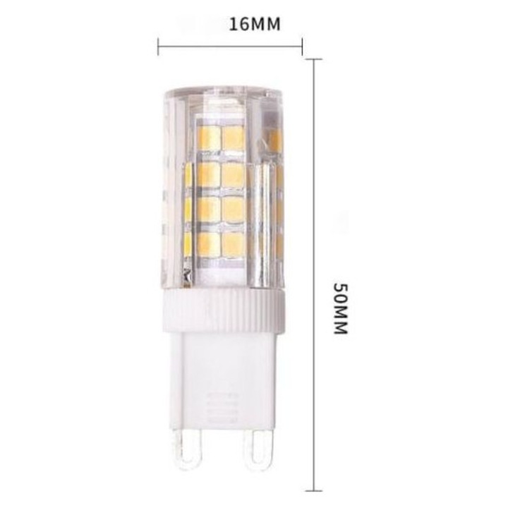 6 db G9 5W változtatható LED izzó készlet, meleg fehér, 16x50mm, 220V