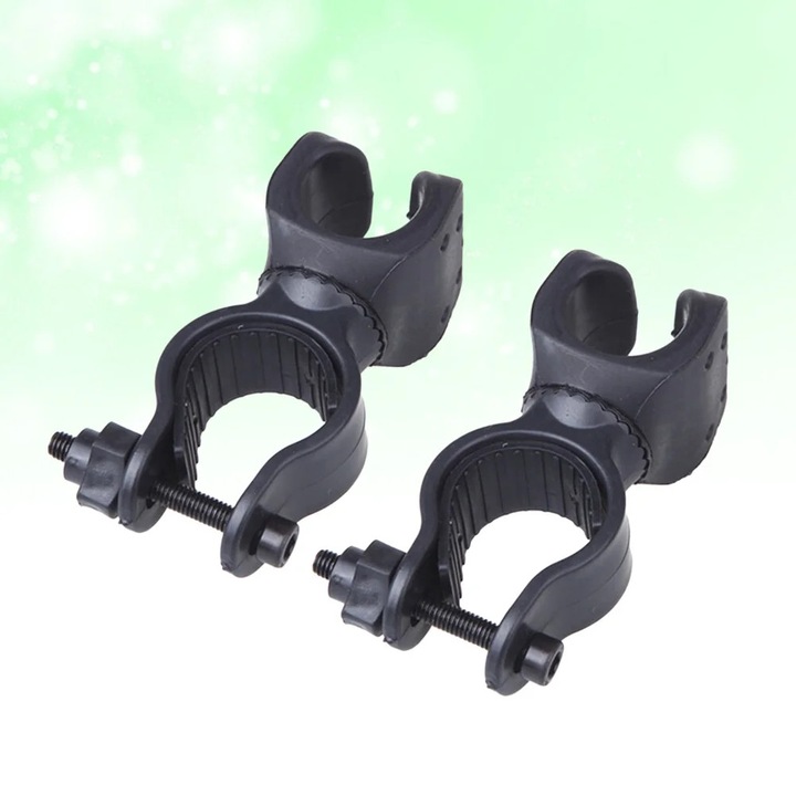 Suport reglabil pentru lanterna LED bicicleta, negru, 8x4.5x3.2cm, set 2 bucati
