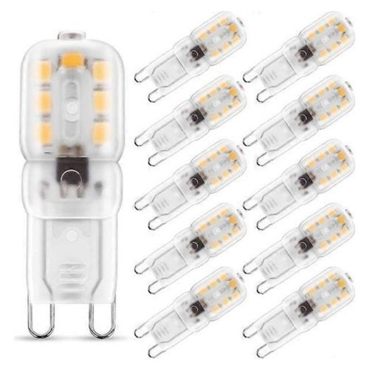 10 db G9 LED izzó készlet 3W 3000K meleg fehér 360° 230V 200lm