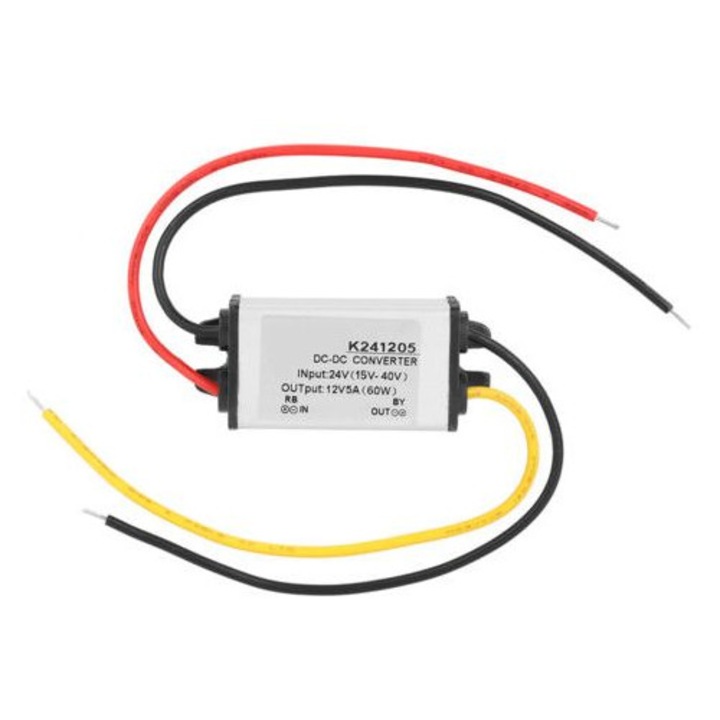 DC-DC átalakító 24V-12V, 60W, 51x20x24.5mm, fekete