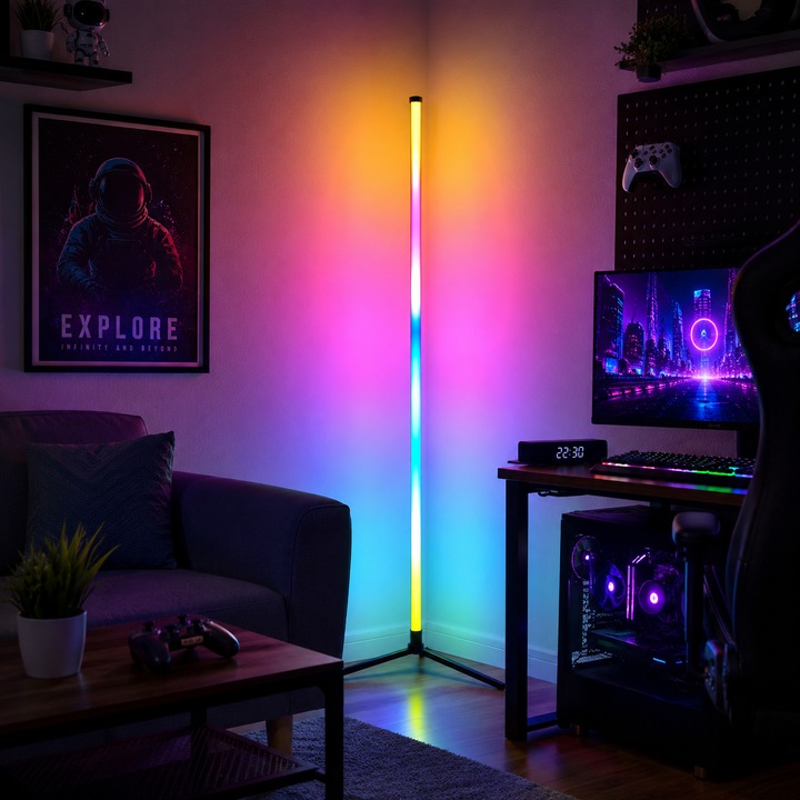 Lampa ambientala inteligenta LED RGB de colt