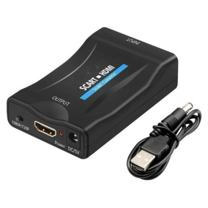 SCART HDMI 1080p átalakító, fekete, 9x6x2,5cm szett